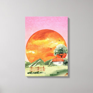 Orange and Pink Aesthetic Sunset View Canvas
