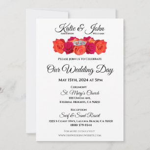 Orange and Pink-Blossoms and Brilliance- Invitation
