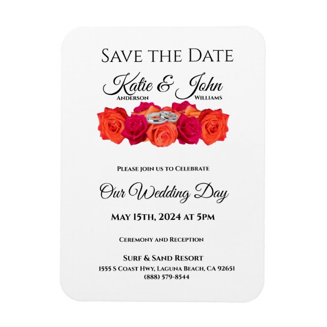 Orange and Pink-Blossoms-Save the Date- Magnet (Vertical)
