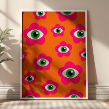 Orange and Pink BOHO Evil Eyes Poster