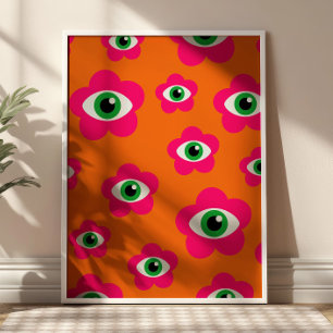 Orange and Pink BOHO Evil Eyes Poster