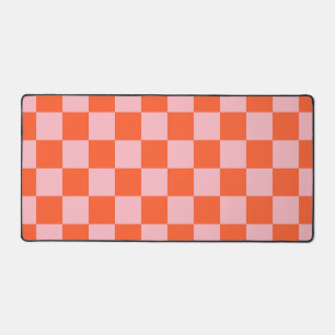 Orange and Pink Chequerboard Pattern Desk Mat