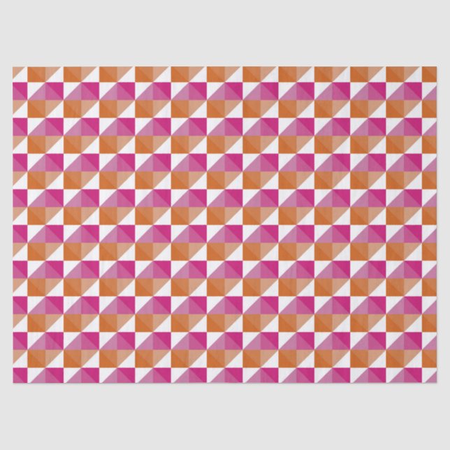 Orange and Pink Chequerboard Tissue Paper (Front)