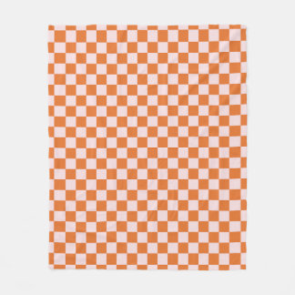 Orange and Pink Chequered Pattern Chequerboard Che Fleece Blanket