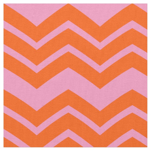 Orange and Pink Chevron Pattern Design  Fabric (Close Up)