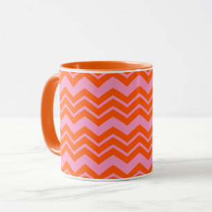 Orange and Pink Chevron Pattern Design  Mug