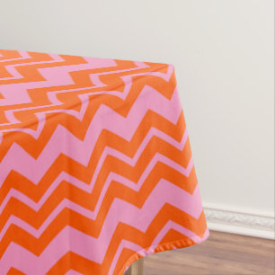 Orange and Pink Chevron Pattern Design Tablecloth