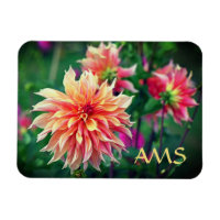 Orange and Pink Dahlia Flower Initials