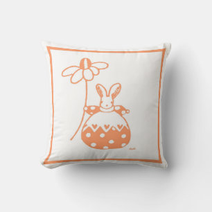 Orange and pink daisy bunny pillow