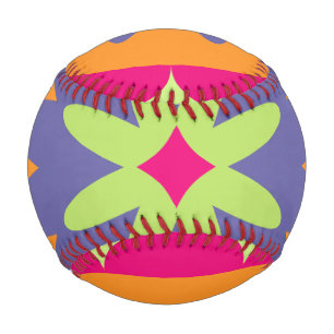 orange and pink floral shapes illustration baseball