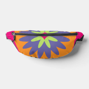 orange and pink floral shapes illustration bum bags
