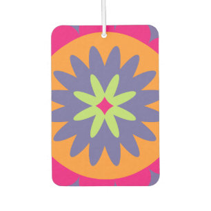 orange and pink floral shapes illustration car air freshener