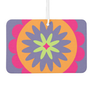 orange and pink floral shapes illustration car air freshener