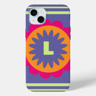 orange and pink floral shapes illustration iPhone 15 mini case