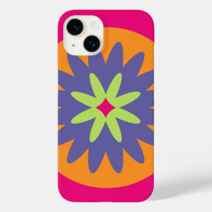 orange and pink floral shapes illustration Case-Mate iPhone 14 case
