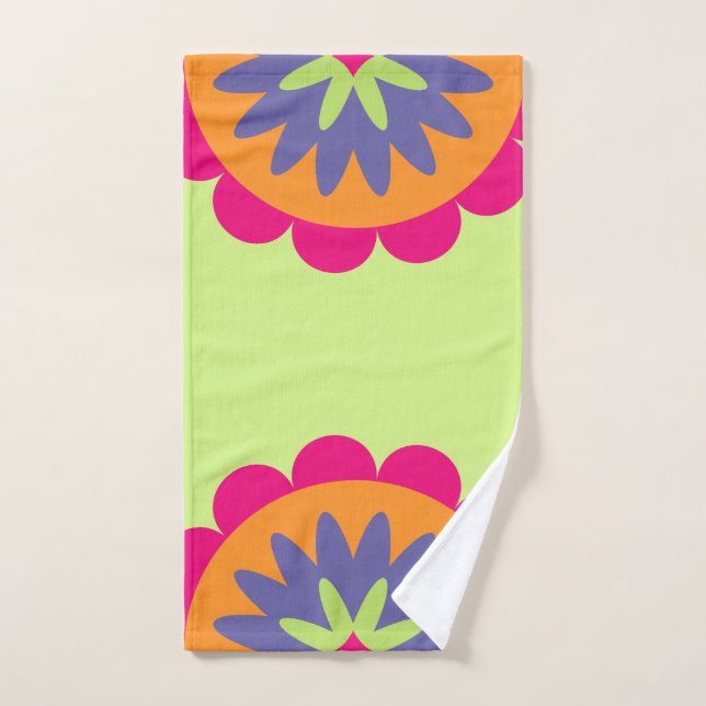 orange and pink floral shapes illustration hand towel (Hand Towel)