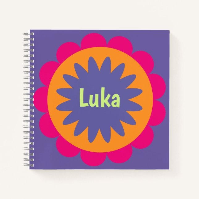 orange and pink floral shapes illustration notebook (Front)