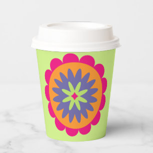 orange and pink floral shapes illustration paper cups