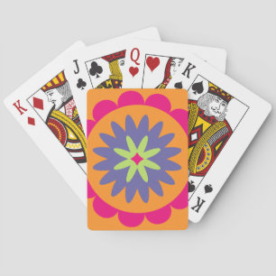 orange and pink floral shapes illustration playing cards