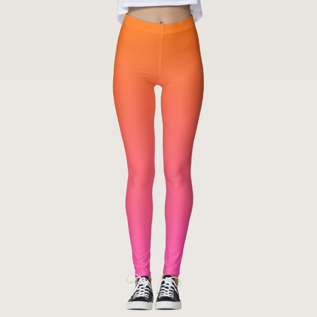 Orange and Pink Gradient Leggings (Front)
