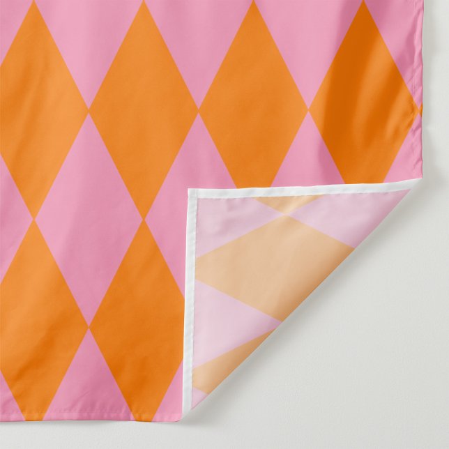 Orange and Pink Harlequin Checkered Design  Fabric (Creator Uploaded)