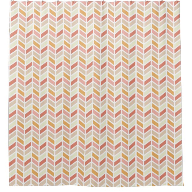 Orange and Pink Herringbone Pattern Design Shower Curtain (Front)