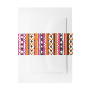 Orange and Pink Kente African Pattern Invitation Belly Band