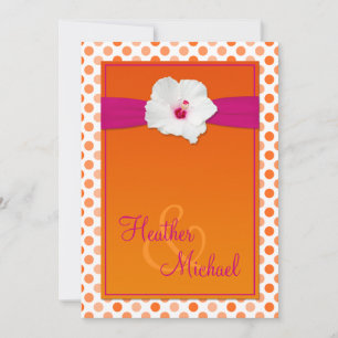 Orange and Pink Polka Dot Wedding Invitation
