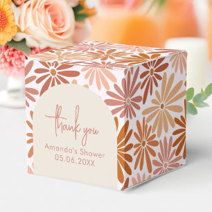 Orange and Pink Retro Floral Groovy Baby Square Favour Box