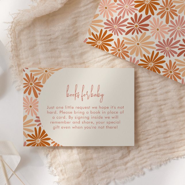 Orange and Pink Retro Floral Groovy Books For Baby Enclosure Card (Creator Uploaded)