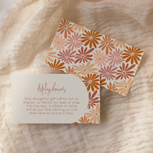 Orange and Pink Retro Floral Groovy Display Shower Enclosure Card