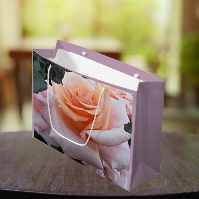 Orange and Pink Rose Floral Large Gift Bag (In Situ)