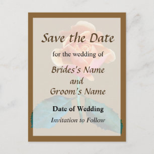 Orange and Pink Rose Save the Date Announcement Postcard