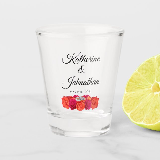 Orange and Pink Roses-Money/shot Dance- Shot Glass (Front)
