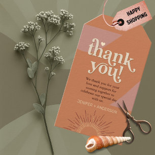 Orange and pink thank you favor groovy gift tags