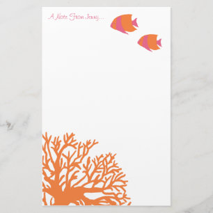 Orange and Pink Tropical Angelfish Stationery