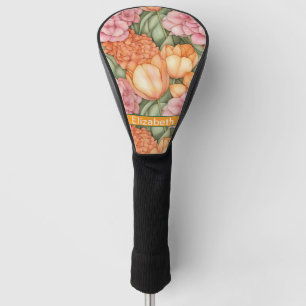 Orange and Pink Tulip Flowers Personalised Golf Head Cover