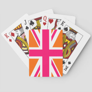 Orange and Pink Union Jack Playing Cards