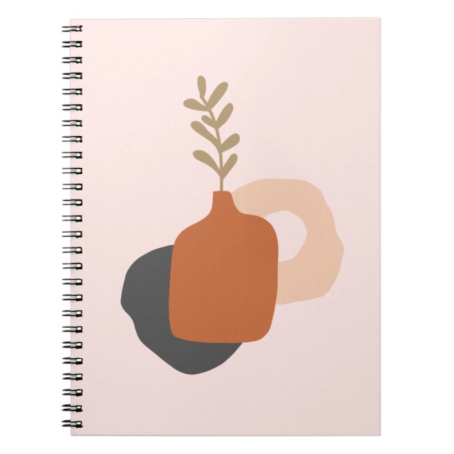 Orange and Pink Vase Delicate Art  Design Spiral  Notebook (Front)
