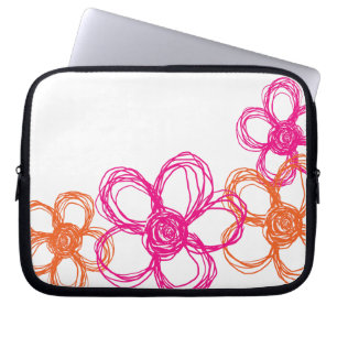 Orange and Pink Wild Flowers Laptop Sleeve
