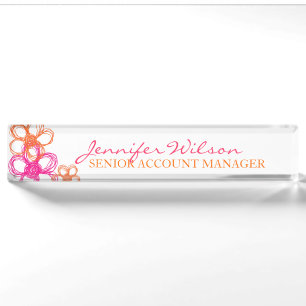 Orange and Pink Wild Flowers Nameplate
