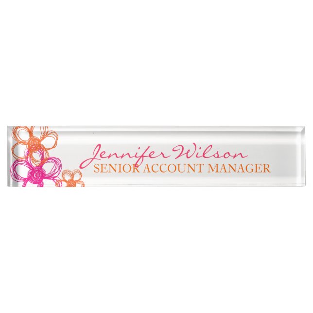 Orange and Pink Wild Flowers Nameplate (Front)