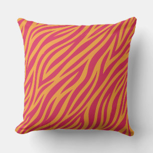 orange and pink zebra stripes cushion