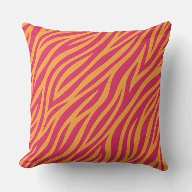 orange and pink zebra stripes cushion (Front)
