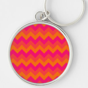 Orange and Pink Zigzag Key Ring