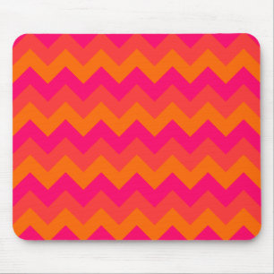 Orange and Pink Zigzag Mouse Pad