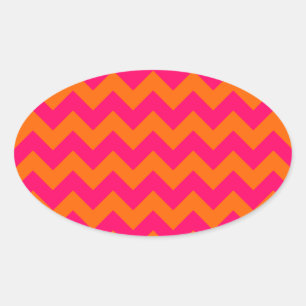 Orange and Pink Zigzag Oval Sticker
