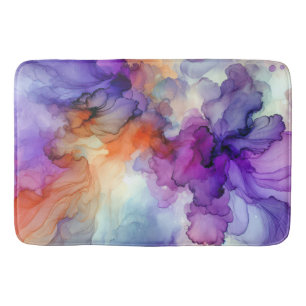 Orange and Purple Alcohol Ink Abstract Bath Mat