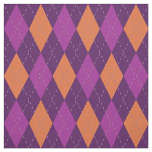 Orange and Purple Argyle Pattern Fabric