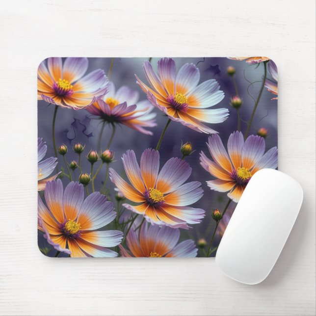 Orange and Purple Cosmos Abstract Mouse Pad (With Mouse)